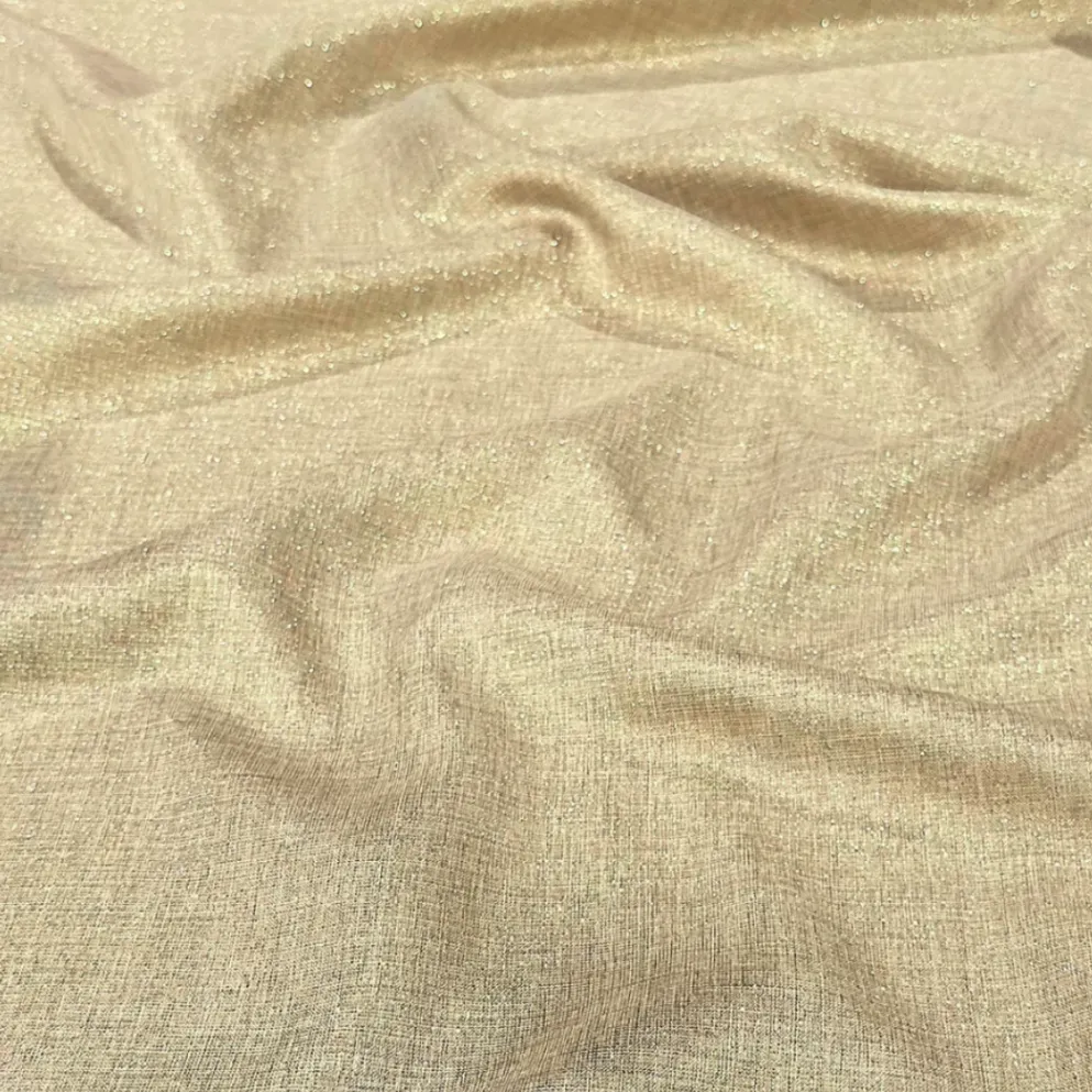 Metallic Burlap Table Runner in Beige/Gold