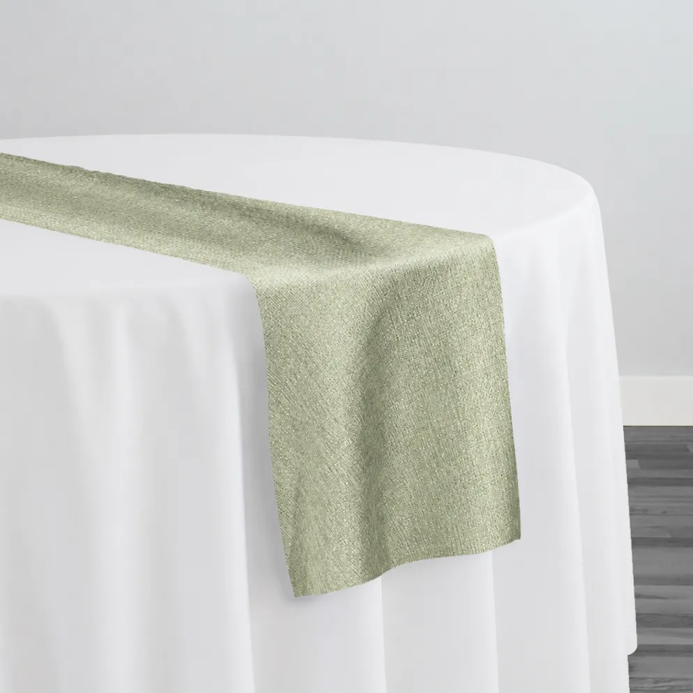 Metallic Burlap Table Runner in Sage/Gold