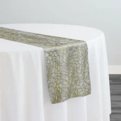 Metallic Rose Table Runner in Champagne