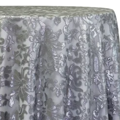 Milan Lace Table Linen in Silver