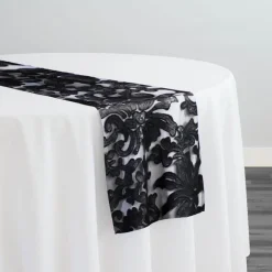 Milan Lace Table Runner in Black