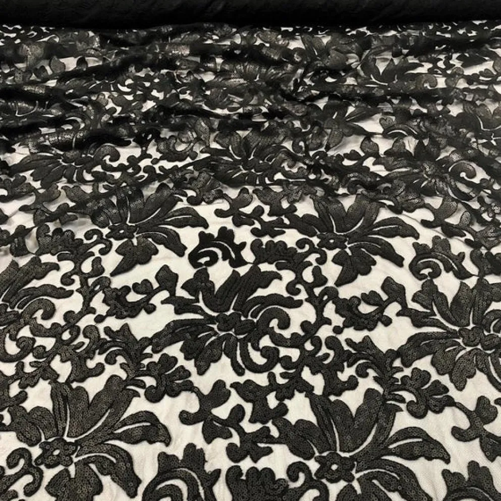 Milan Lace (w/ Poly Lining) Table Napkin in Black