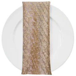 Mini Petals On Mesh (w/ Poly Lining) Table Napkin in Champagne