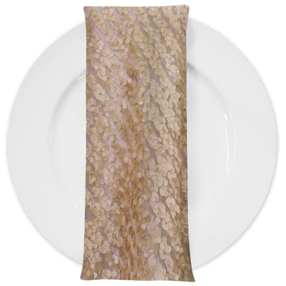 Mini Petals On Mesh (w/ Poly Lining) Table Napkin in Champagne