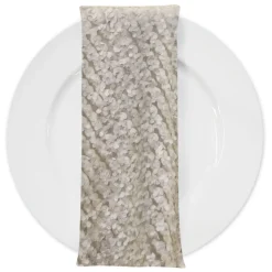 Mini Petals On Mesh (w/ Poly Lining) Table Napkin in Ivory