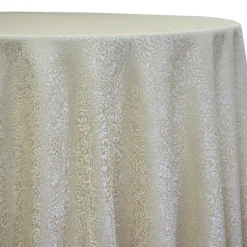 Miramar Jacquard Table Linen in Ivory and Gold