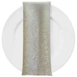 Miramar Jacquard Table Napkin in Ivory and Gold