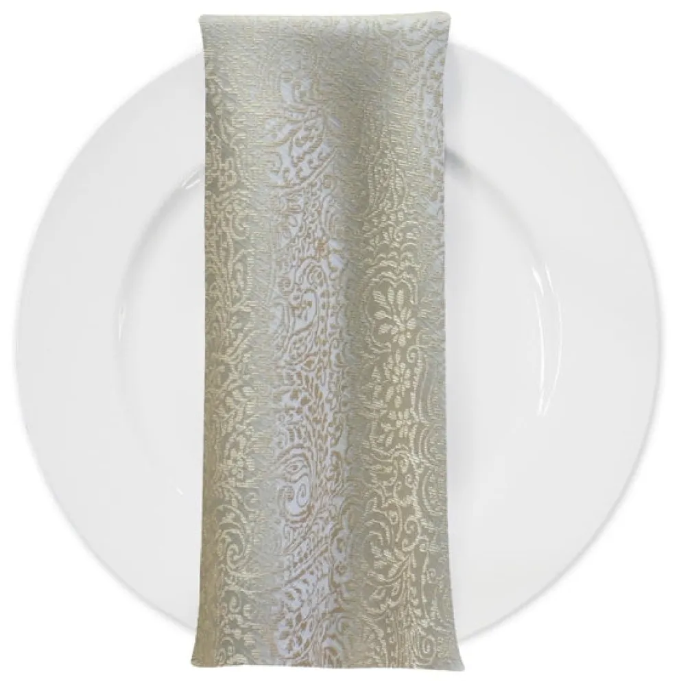 Miramar Jacquard Table Napkin in Ivory and Gold
