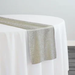 Miramar Jacquard Table Runner in Ivory and Gold
