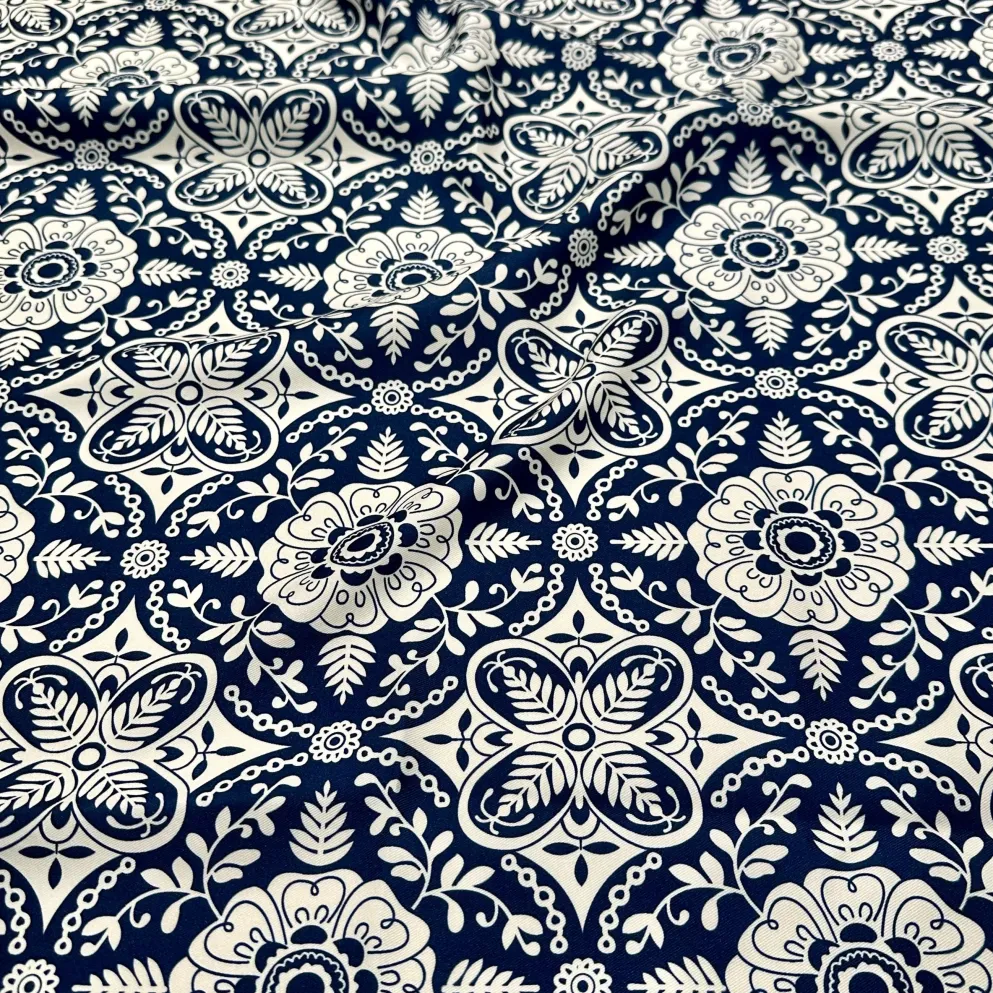 Morocco (Poly Print) Table Linen in Navy
