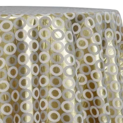 Mosaic Jacquard (Reversible) Table Linen in Ivory and Gold