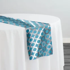 Mosaic Jacquard (Reversible) Table Runner in Turquoise and Silver
