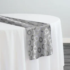 Mosaic Jacquard (Reversible) Table Runner in Ivory and Silver