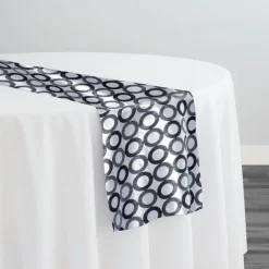 Mosaic Jacquard (Reversible) Table Runner in Black and Silver