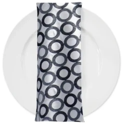 Mosaic Jacquard (Reversible) Table Napkin in Black and Silver