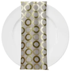 Mosaic Jacquard (Reversible) Table Napkin in Ivory and Gold