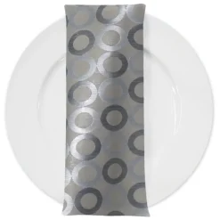 Mosaic Jacquard (Reversible) Table Napkin in Ivory and Silver