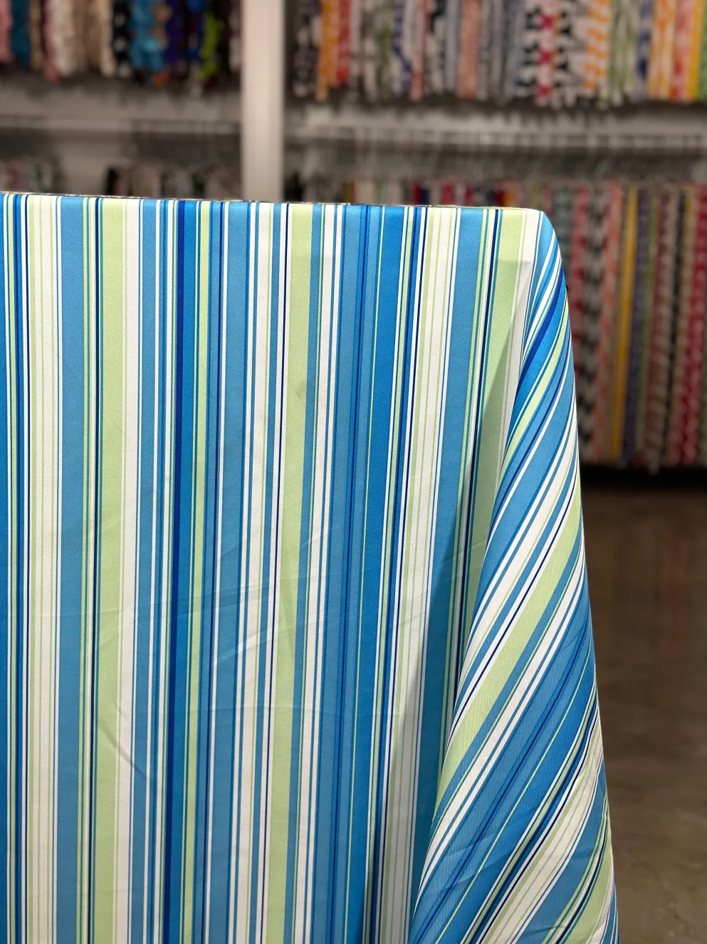 Multi-Color Stripe Table Linen in Azure