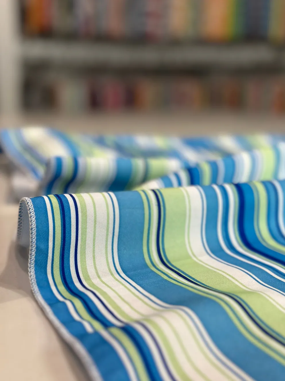 Multi-Color Stripe Table Linen in Azure