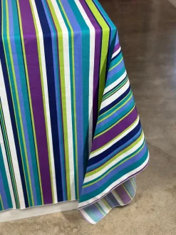 Multi-Color Stripe Table Linen in Grape