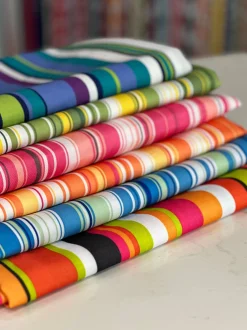 Multi-Color Stripe Table Linen in Grape
