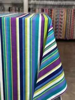 Multi-Color Stripe Table Linen in Grape