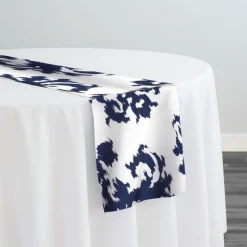 Newport Print (Dupioni) Table Runner in Navy