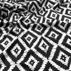 Onyx (Poly Print) Table Linen in Black / White