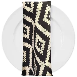 Onyx (Poly Print) Table Napkin in Black / Taupe