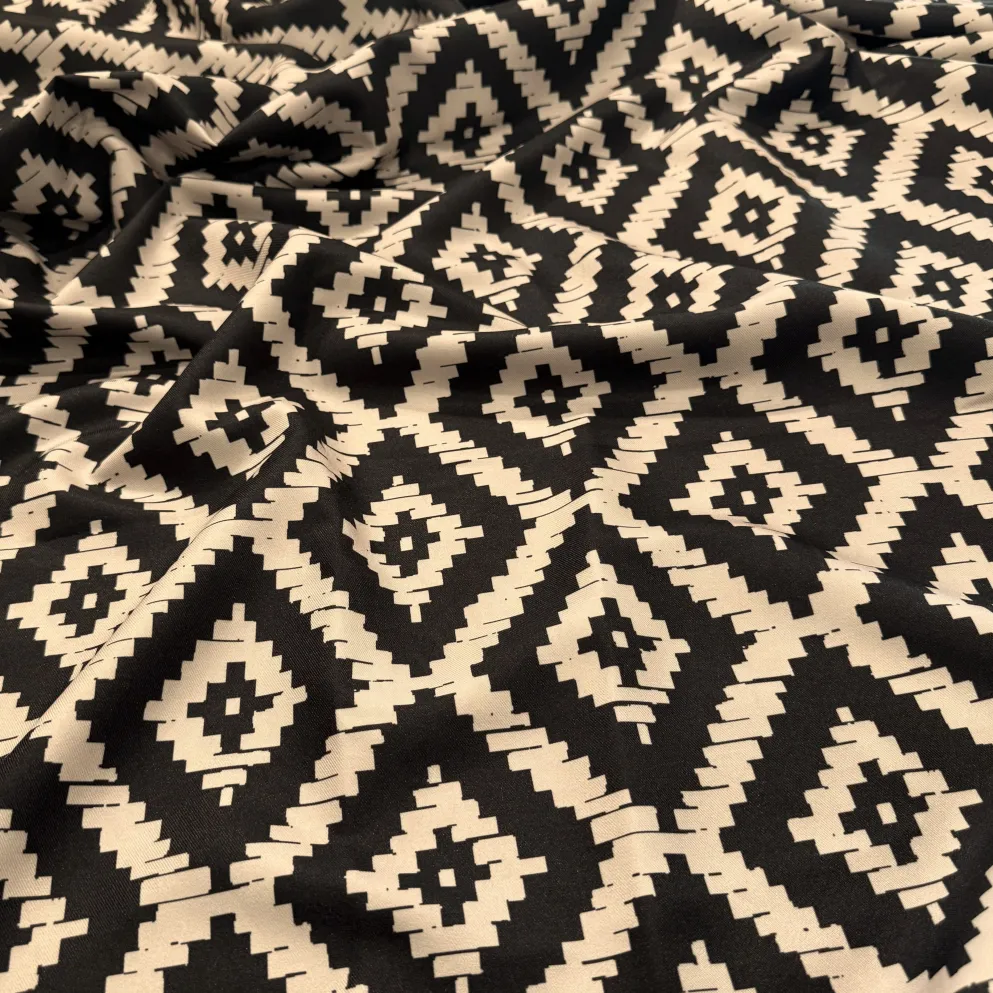 Onyx (Poly Print) Table Runner in Black / Taupe