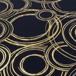 Orbit (Metallic Print) Table Linen in Black and Gold
