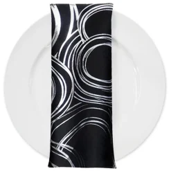 Orbit (Metallic Print) Table Napkin in Black and Silver