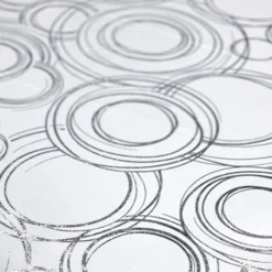 Orbit (Metallic Print) Table Runner in White and Silver