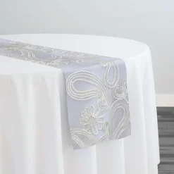 Paisley Floret Sequins Table Runner in Ivory