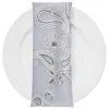 Paisley Floret Sequins (w/ Poly Lining) Table Napkin in White