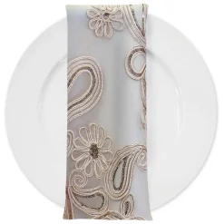 Paisley Floret Sequins (w/ Poly Lining) Table Napkin in Champagne