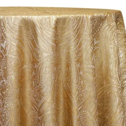 Paisley Jacquard Table Linen in Gold and Ivory