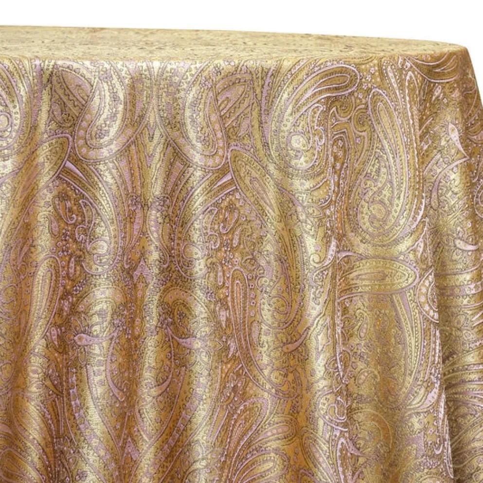 Paisley Jacquard Table Linen in Rose/Gold