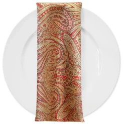 Paisley Jacquard Table Napkin in Red and Gold