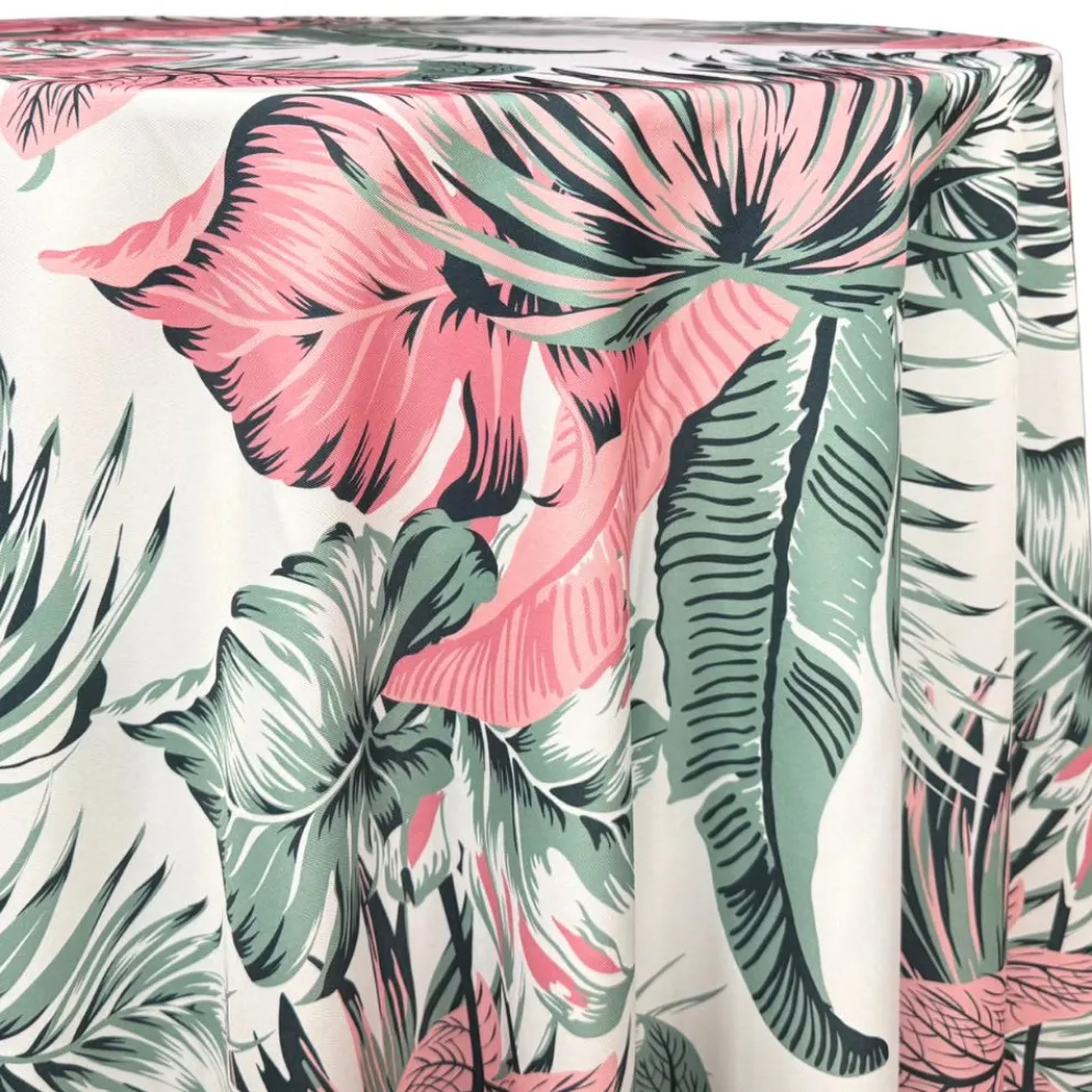 Palmetto (Poly Print) Table Linen in White