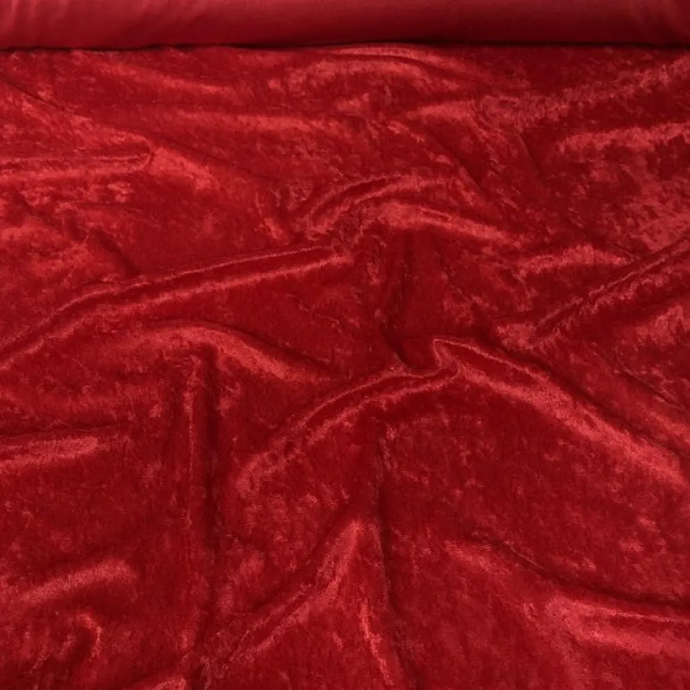 Panne (Crush) Velvet Table Linen in Red