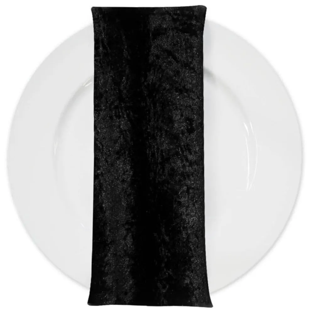 Panne (Crush) Velvet Table Napkin in Black