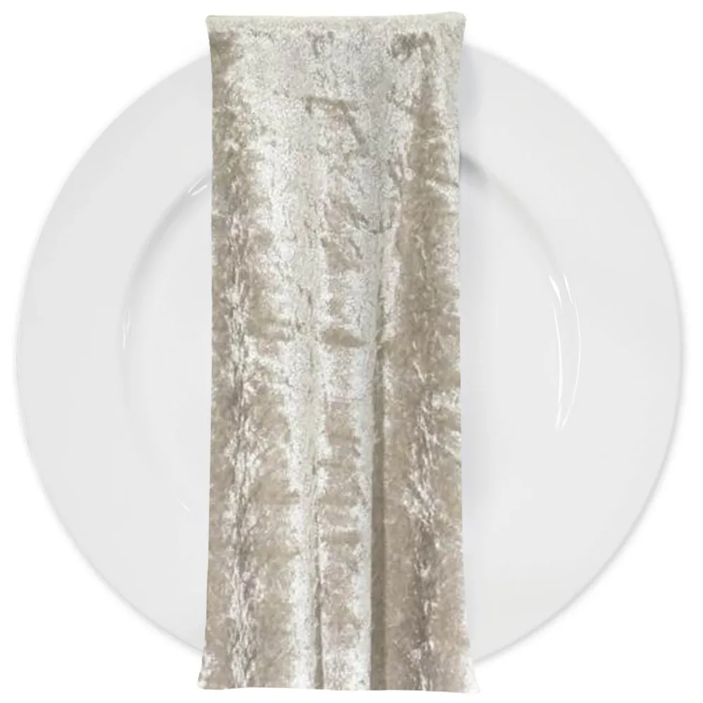 Panne (Crush) Velvet Table Napkin in Ivory