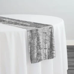 Panne (Crush) Velvet Table Runner in Silver