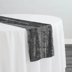 Panne (Crush) Velvet Table Runner in Charcoal