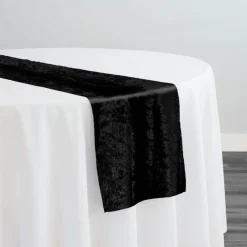 Panne (Crush) Velvet Table Runner in Black