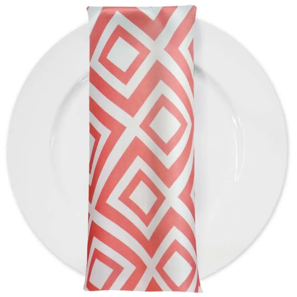 Paragon Print (Lamour) Table Napkin in Coral