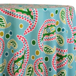 Pastel Paisley (Poly Print) Table Linen in Blue