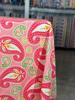 Pastel Paisley (Poly Print) Table Linen in Pink