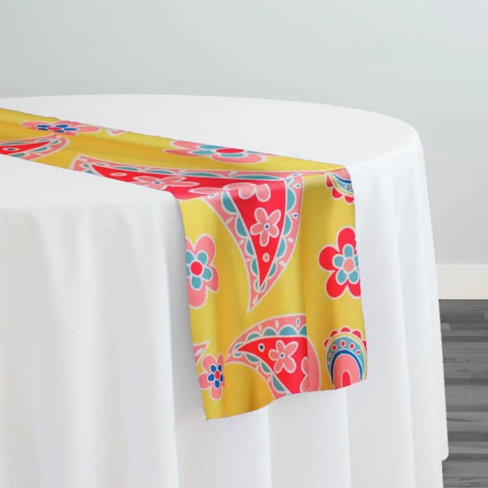 Pastel Paisley (Poly Print) Table Runner in Yellow